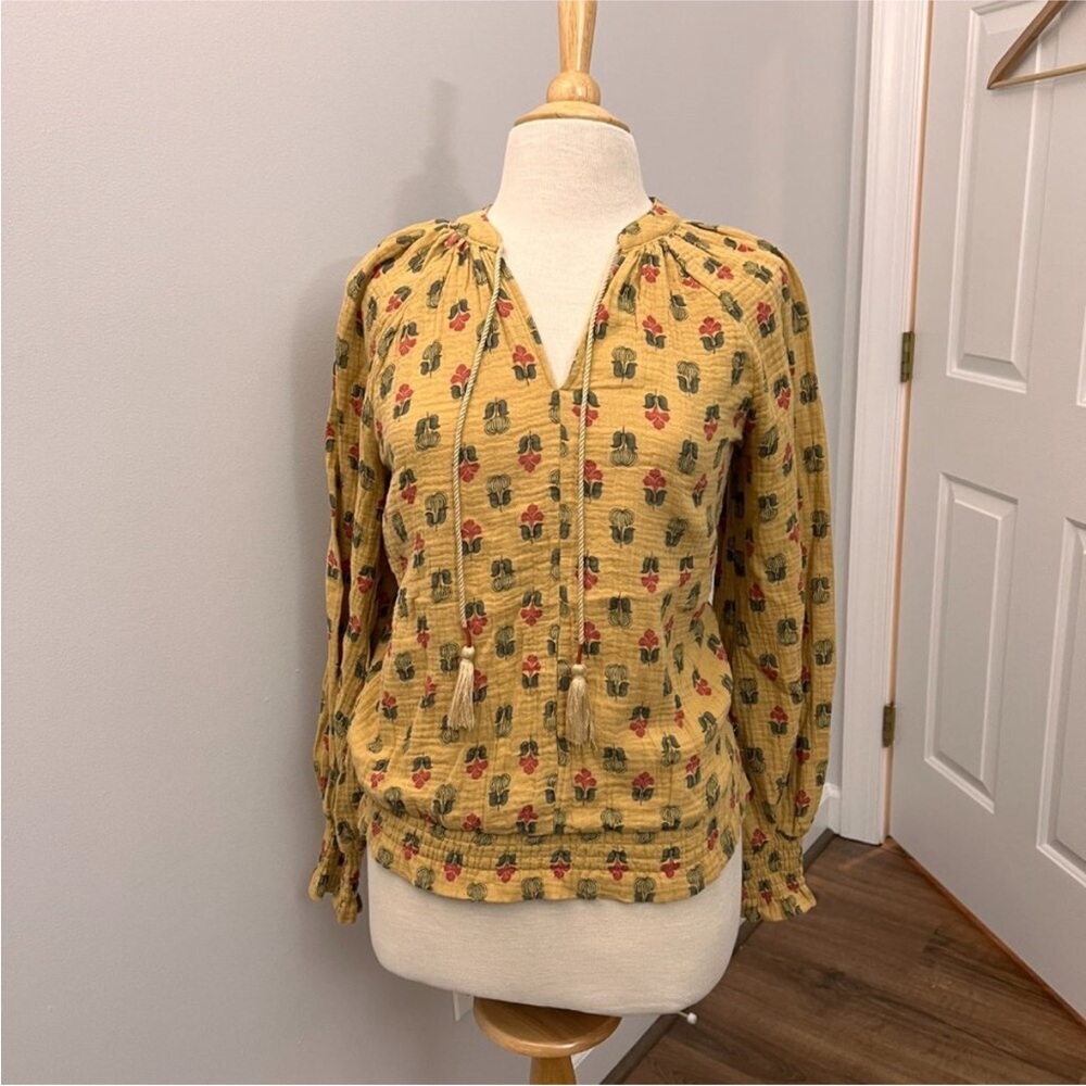 Anthropologie Yellow Floral Blouse